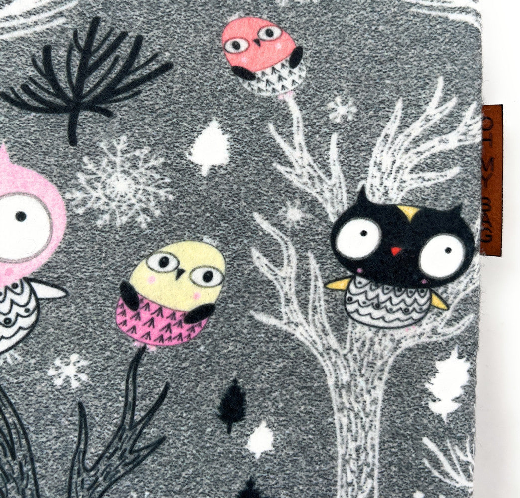 Trousse en feutrine écologique imprimée BUBO Gris clair