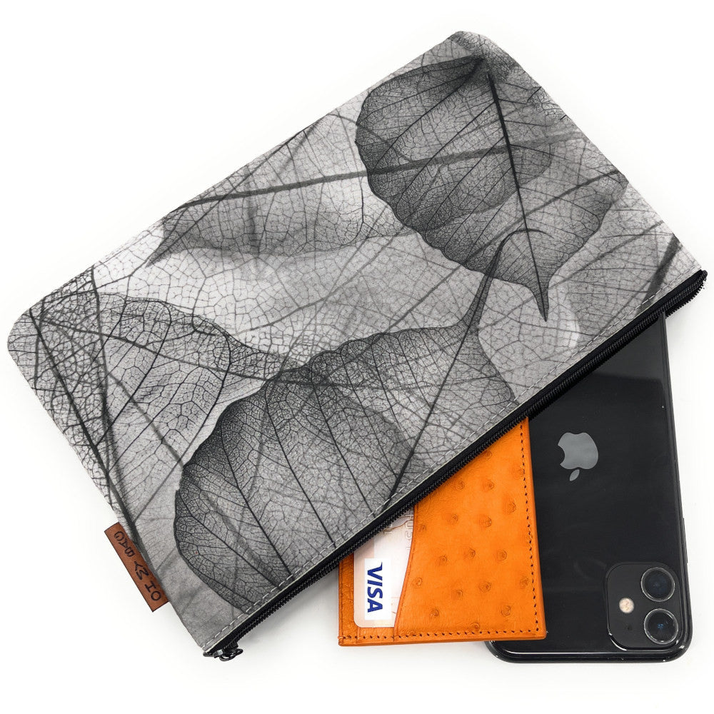 Trousse en feutrine écologique imprimée FRAGILE Gris clair
