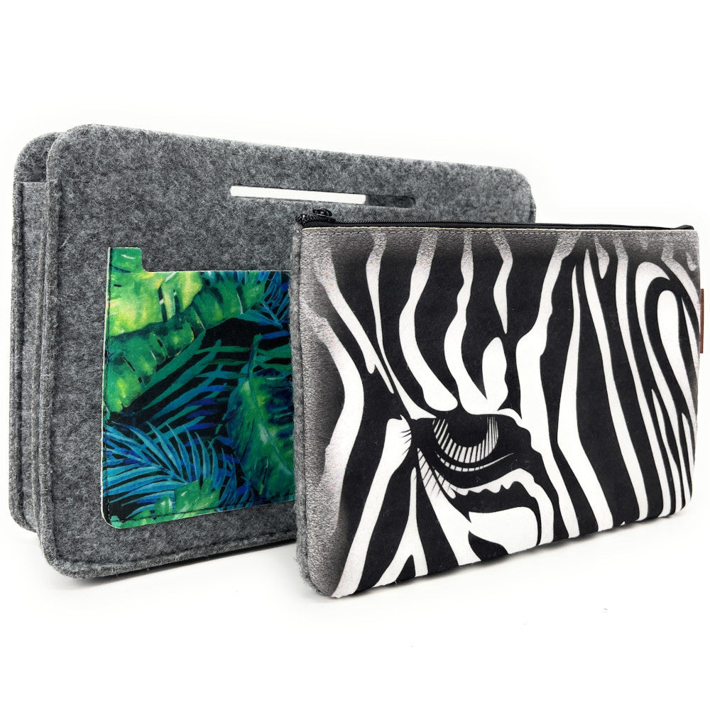Trousse en feutrine écologique imprimée ZEBRA Gris clair