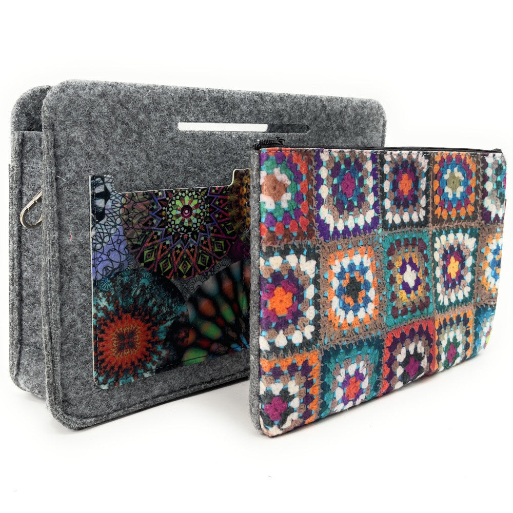 Trousse en feutrine écologique imprimée FRANIA Gris clair