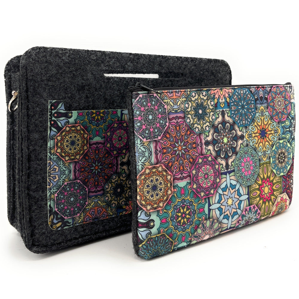 Trousse en feutrine écologique imprimée VALENCIA Gris foncé