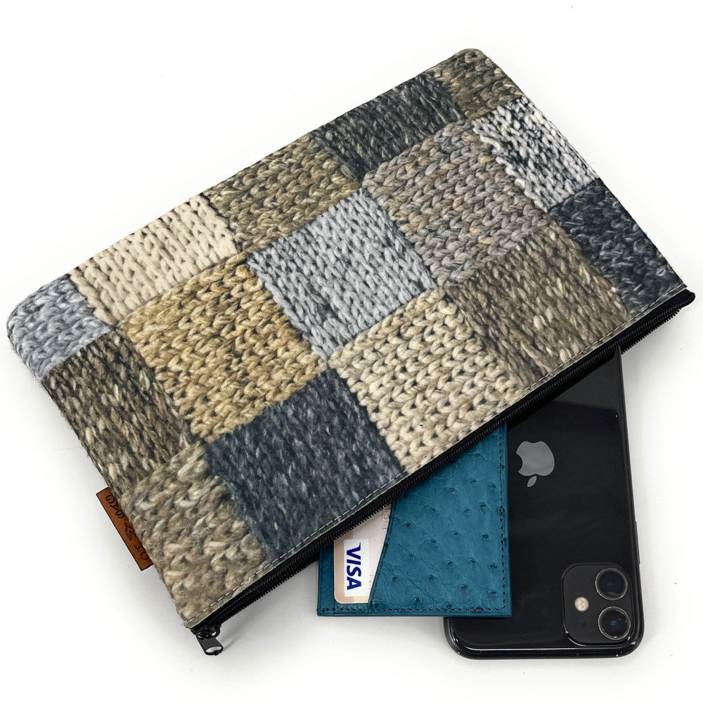 Trousse en feutrine écologique imprimée CLEMENTINA Gris clair