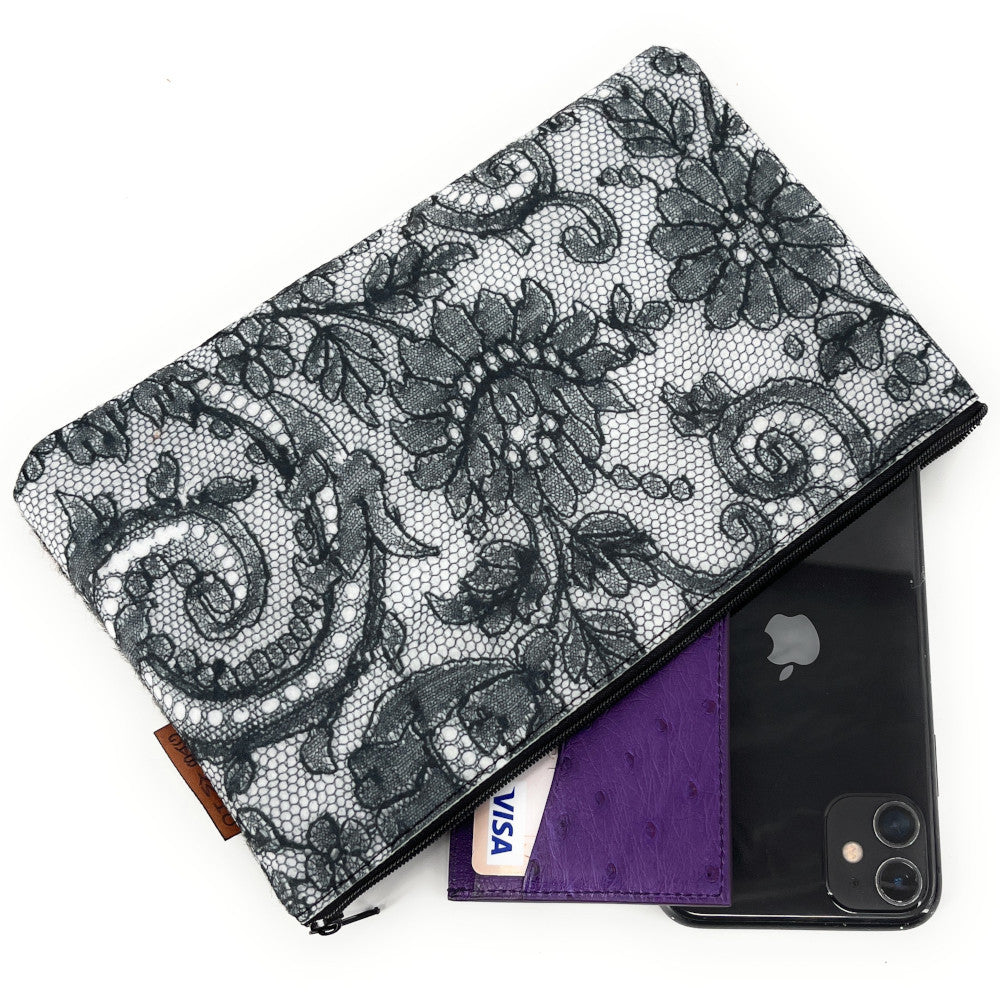 Trousse en feutrine écologique imprimée VICTORIA Gris foncé