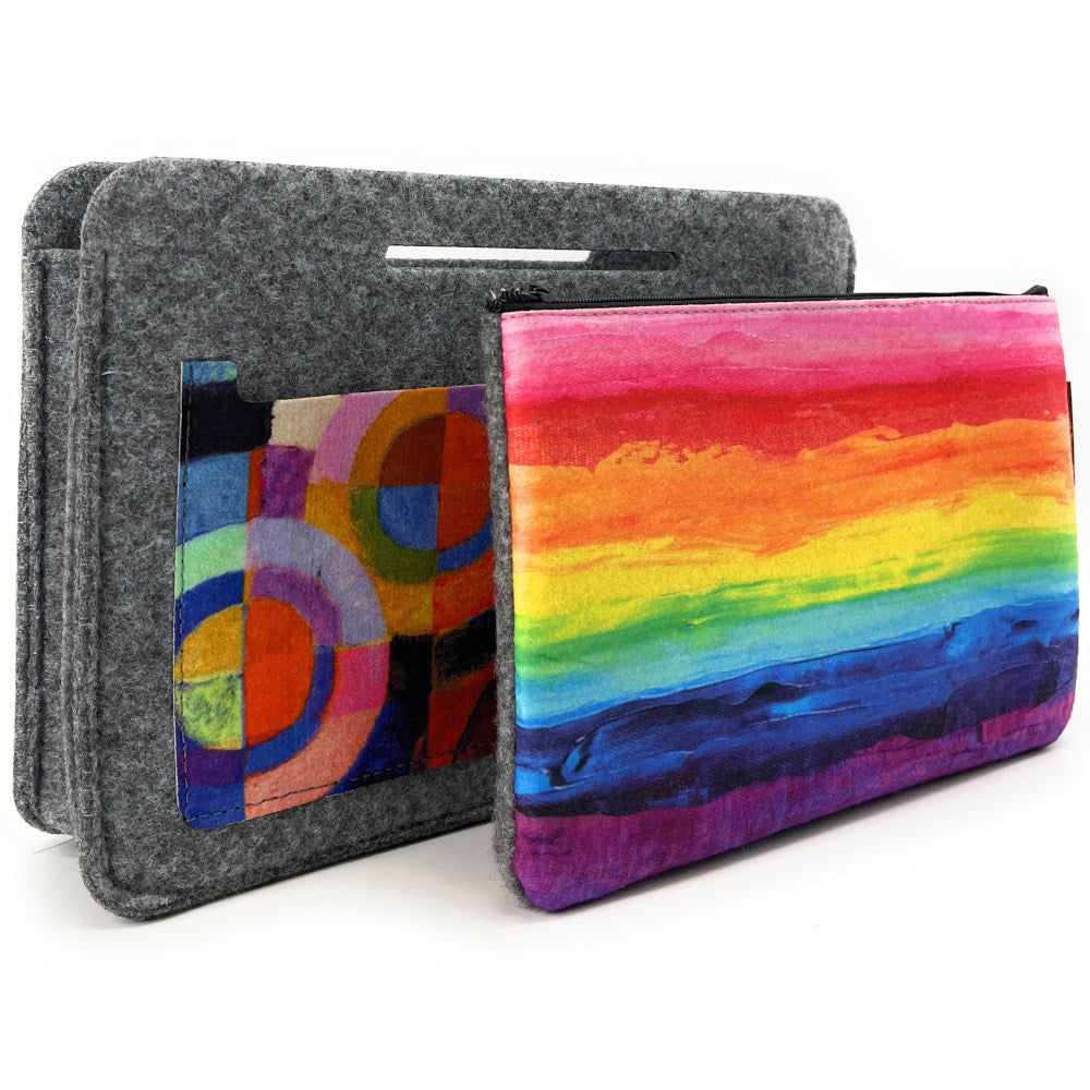 Trousse en feutrine écologique imprimée COLORFULL Gris clair