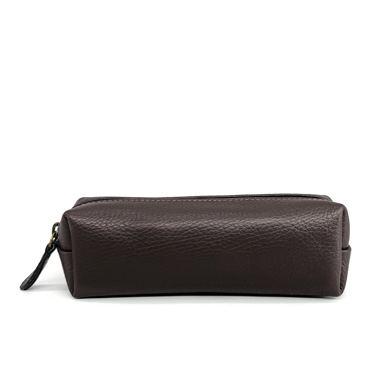 Trousse en cuir grainé TICTOC Marron chocolat