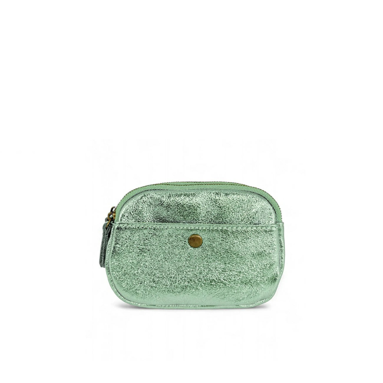 Pochette porte-monnaie en cuir irisé ZIPPY Vert Menthe givrée