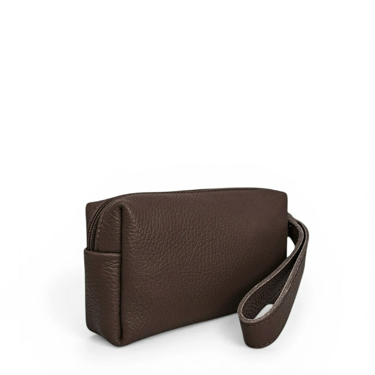 Trousse en cuir grainé ELORA Marron chocolat