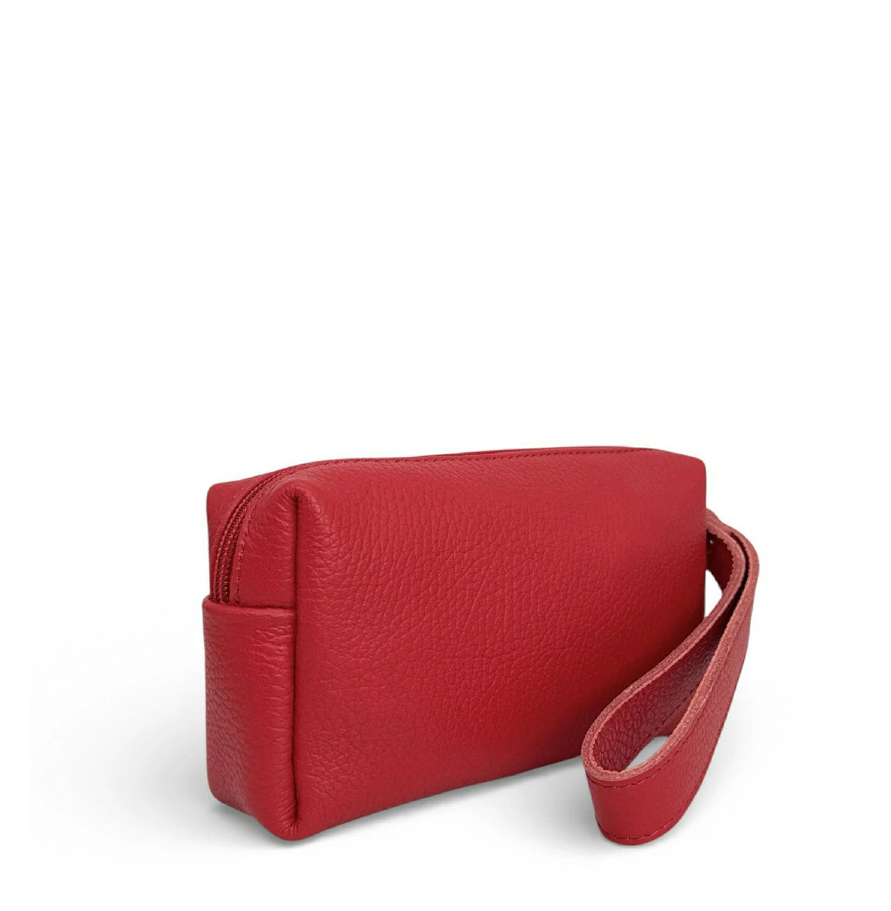 Trousse en cuir grainé ELORA Rouge magenta