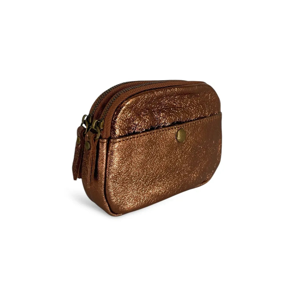 Pochette porte-monnaie en cuir irisé ZIPPY Bronze
