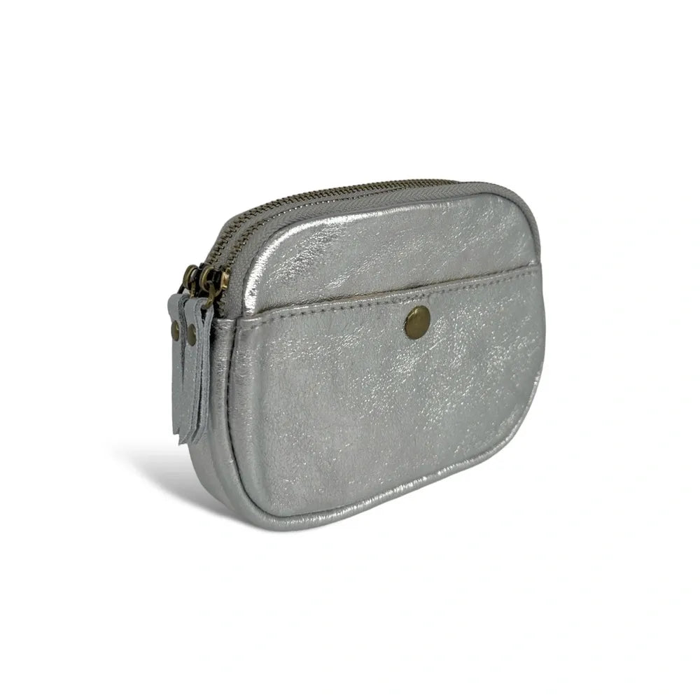 Pochette porte-monnaie en cuir irisé ZIPPY Argent clair