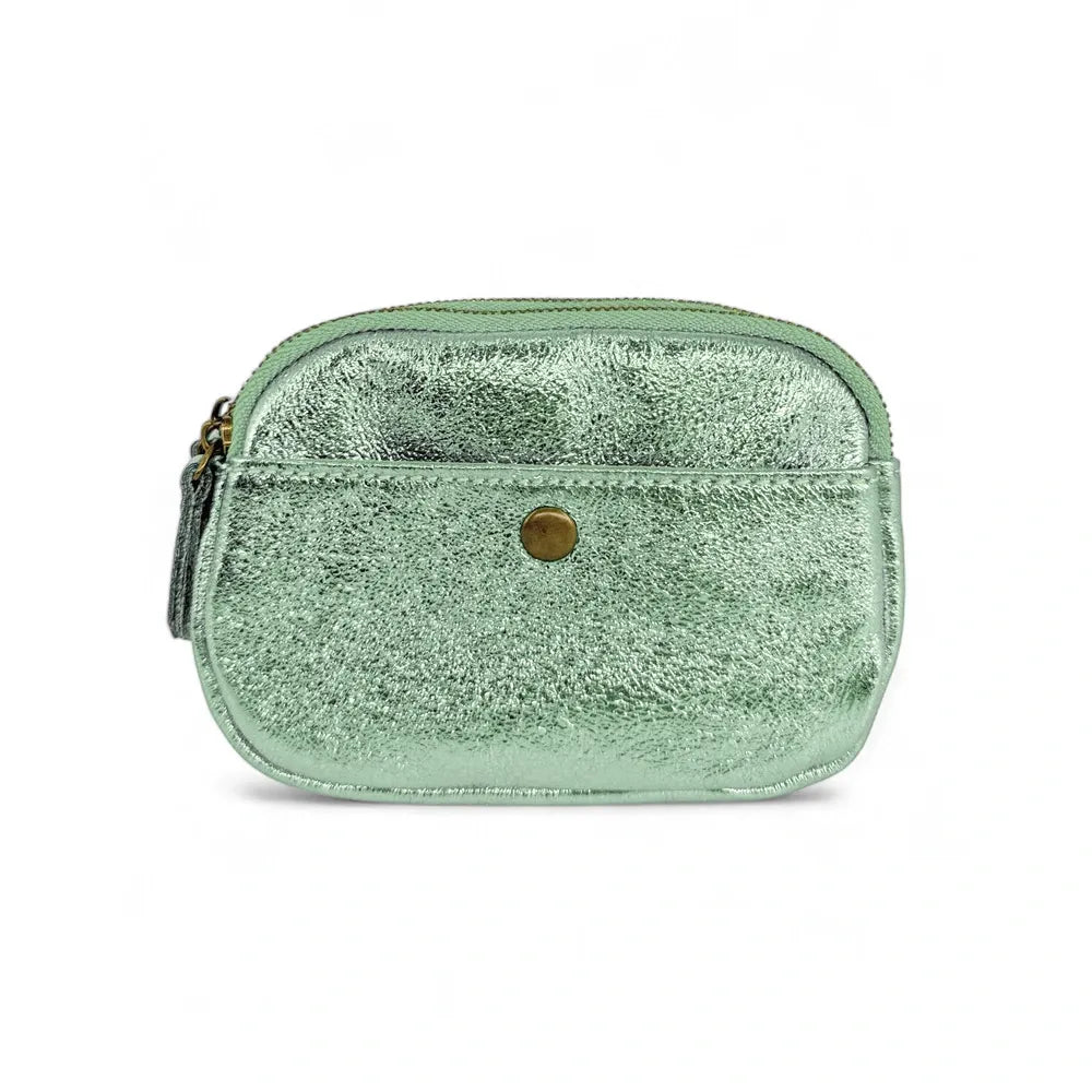 Pochette porte-monnaie en cuir irisé ZIPPY Menthe givrée
