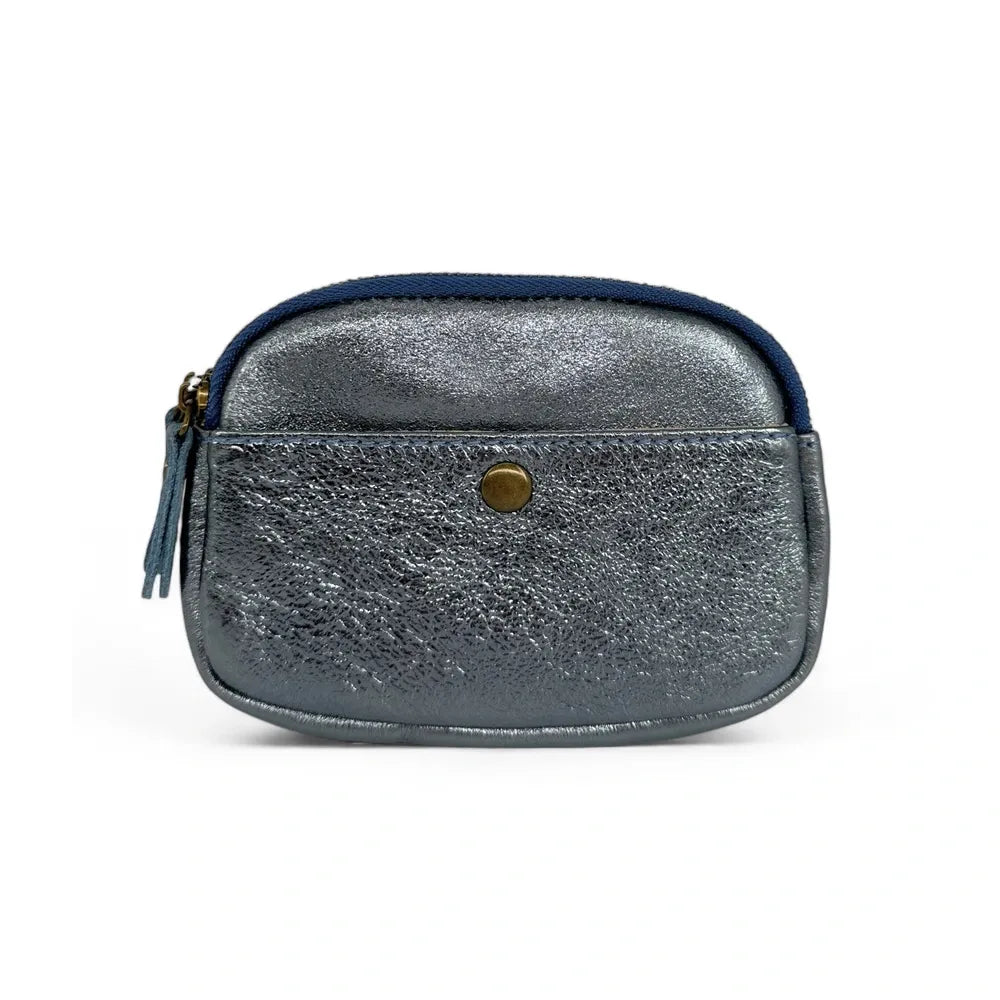 Pochette porte-monnaie en cuir irisé ZIPPY Bleu céleste