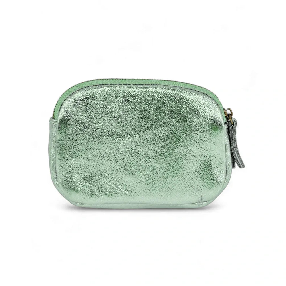 Pochette porte-monnaie en cuir irisé ZIPPY Menthe givrée