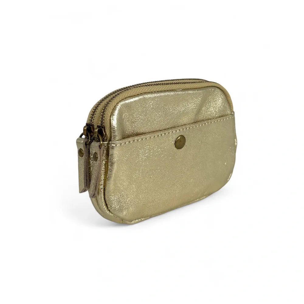Pochette porte-monnaie en cuir irisé ZIPPY Or pâle
