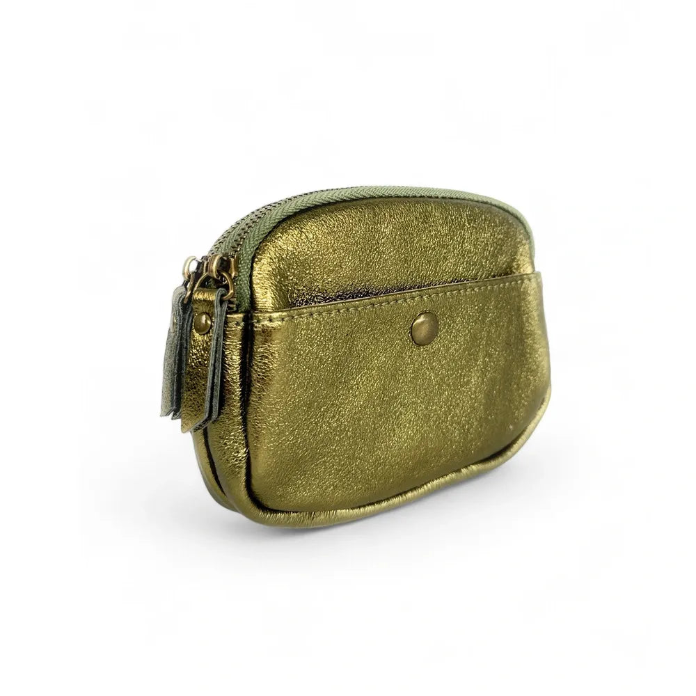 Pochette porte-monnaie en cuir irisé ZIPPY Kaki irisé