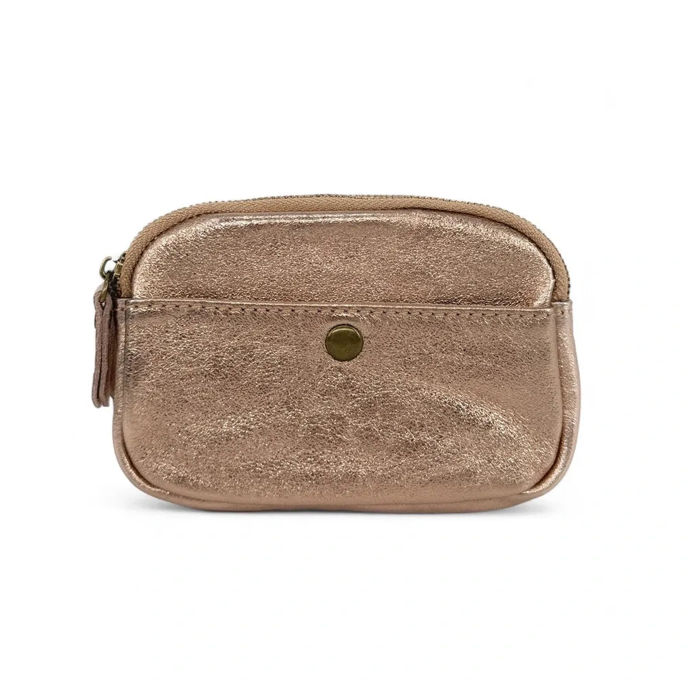 Pochette porte-monnaie en cuir irisé ZIPPY Rose gold