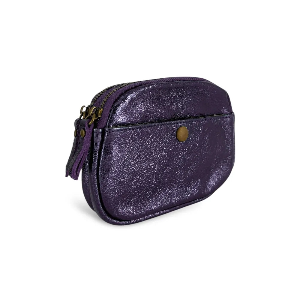 Pochette porte-monnaie en cuir irisé ZIPPY Améthyste