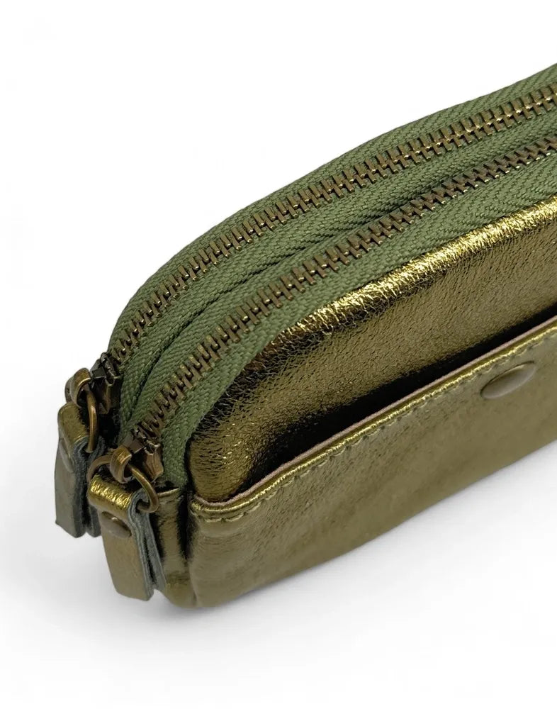 Pochette porte-monnaie en cuir irisé ZIPPY Kaki irisé