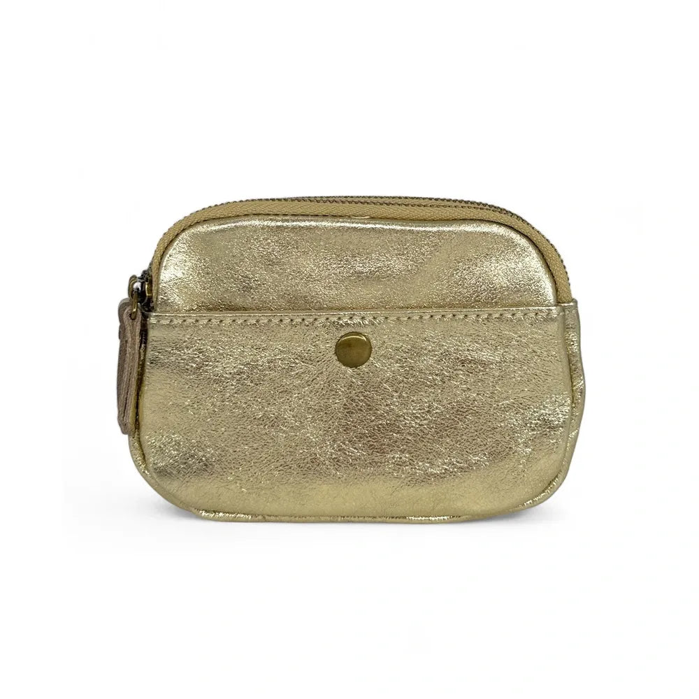 Pochette porte-monnaie en cuir irisé ZIPPY Or pâle
