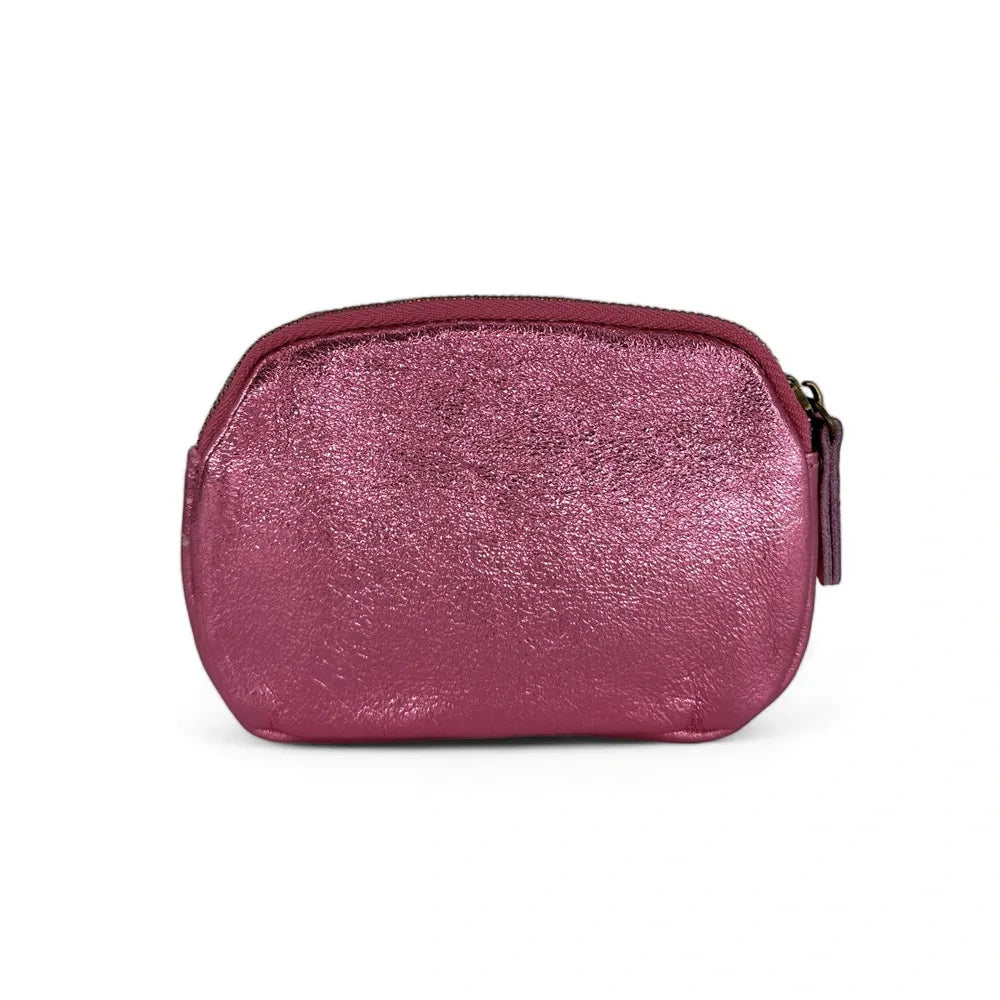 Pochette porte-monnaie en cuir irisé ZIPPY Rose néon
