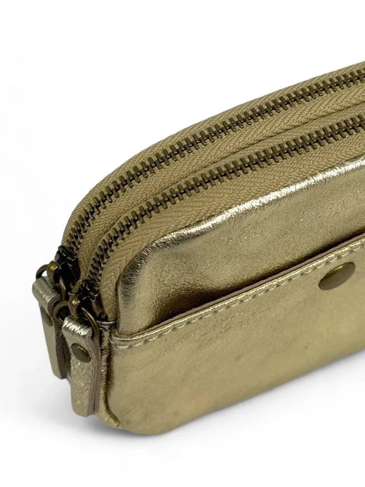 Pochette porte-monnaie en cuir irisé ZIPPY Or pâle