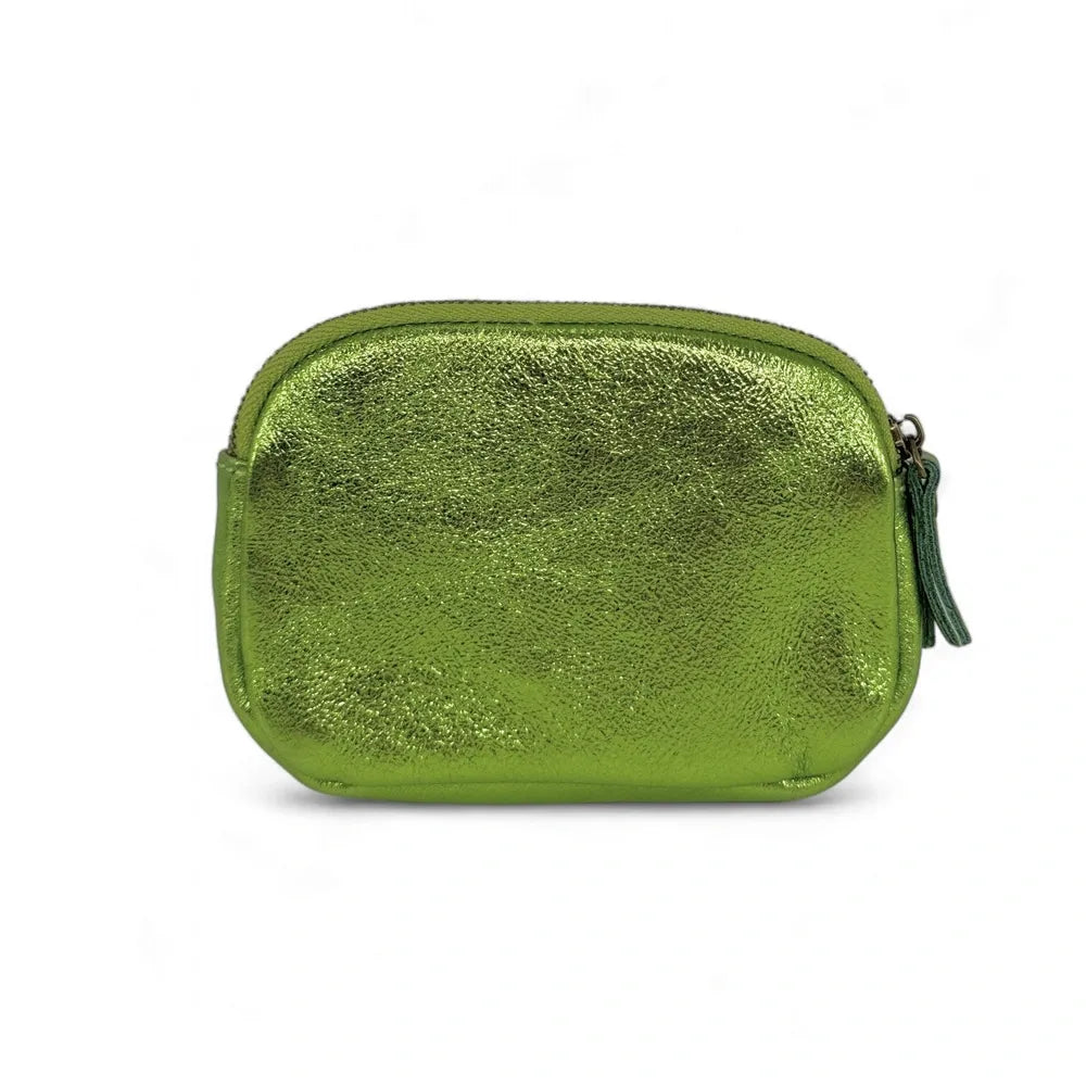 Pochette porte-monnaie en cuir irisé ZIPPY Vert anis irisé