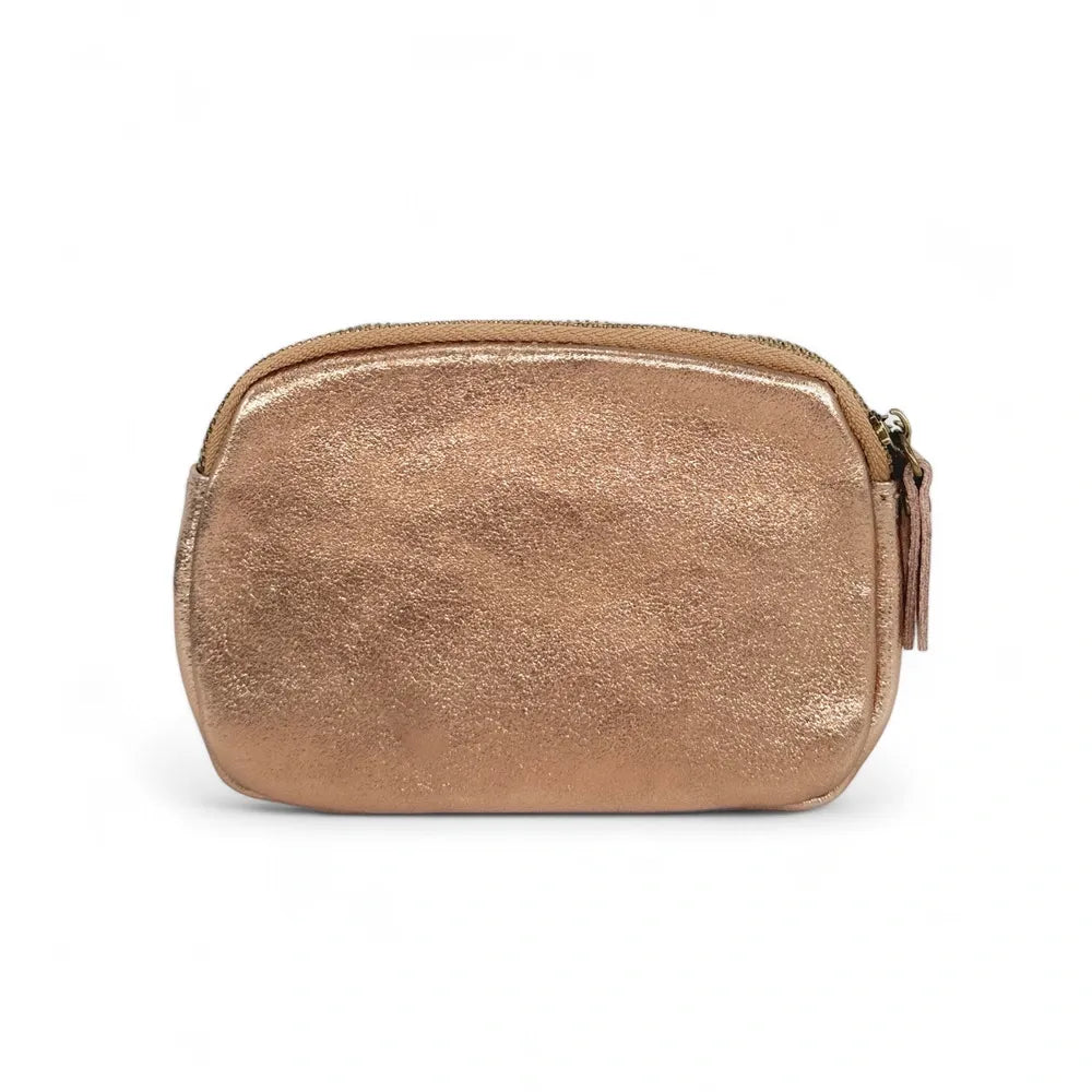 Pochette porte-monnaie en cuir irisé ZIPPY Rose gold
