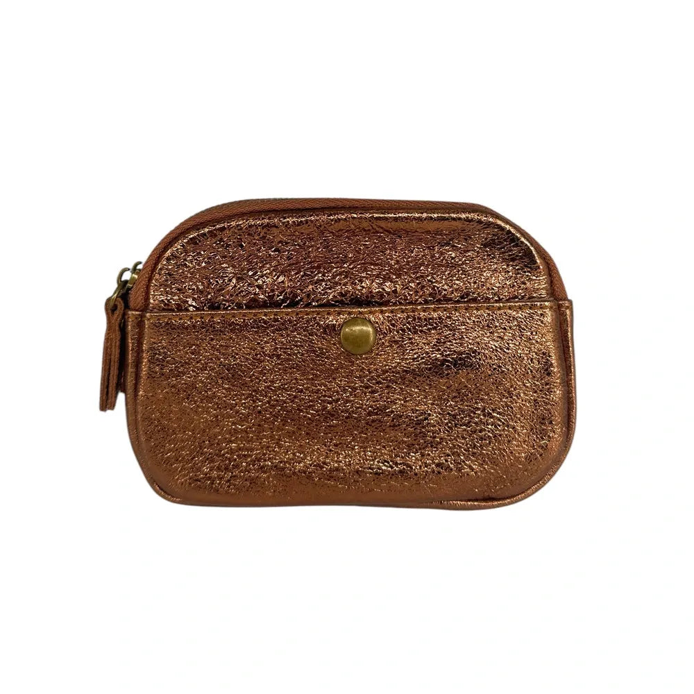 Pochette porte-monnaie en cuir irisé ZIPPY Bronze