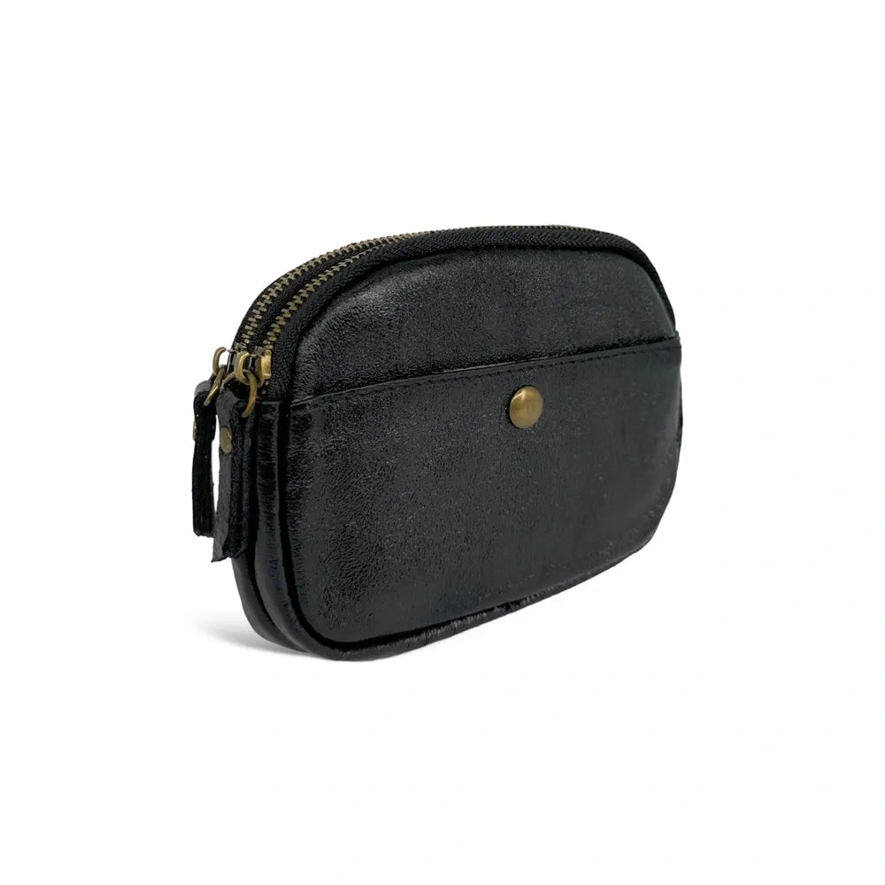 Pochette porte-monnaie en cuir irisé ZIPPY Noir irisé