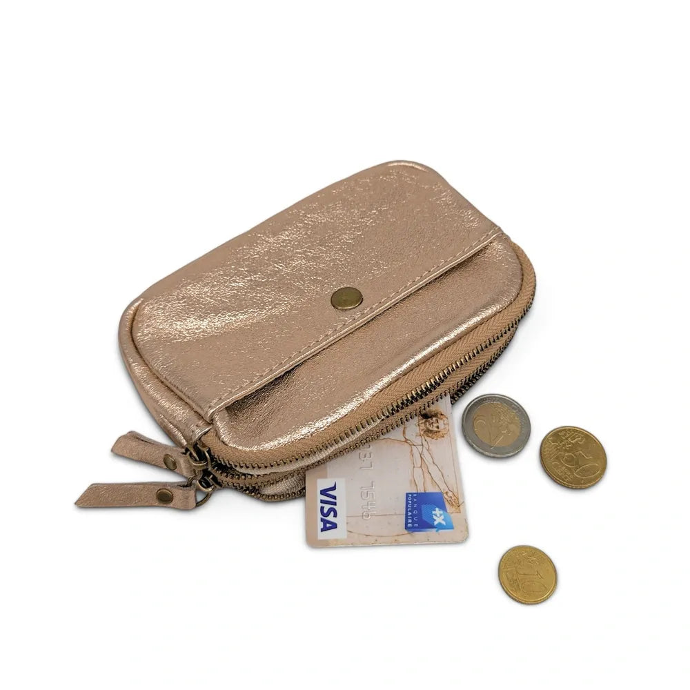 Pochette porte-monnaie en cuir irisé ZIPPY Champagne irisé