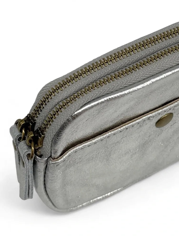 Pochette porte-monnaie en cuir irisé ZIPPY Argent clair