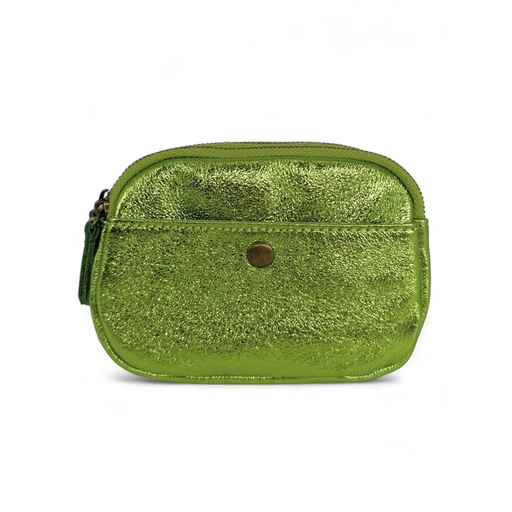 Pochette porte-monnaie en cuir irisé ZIPPY Vert anis irisé