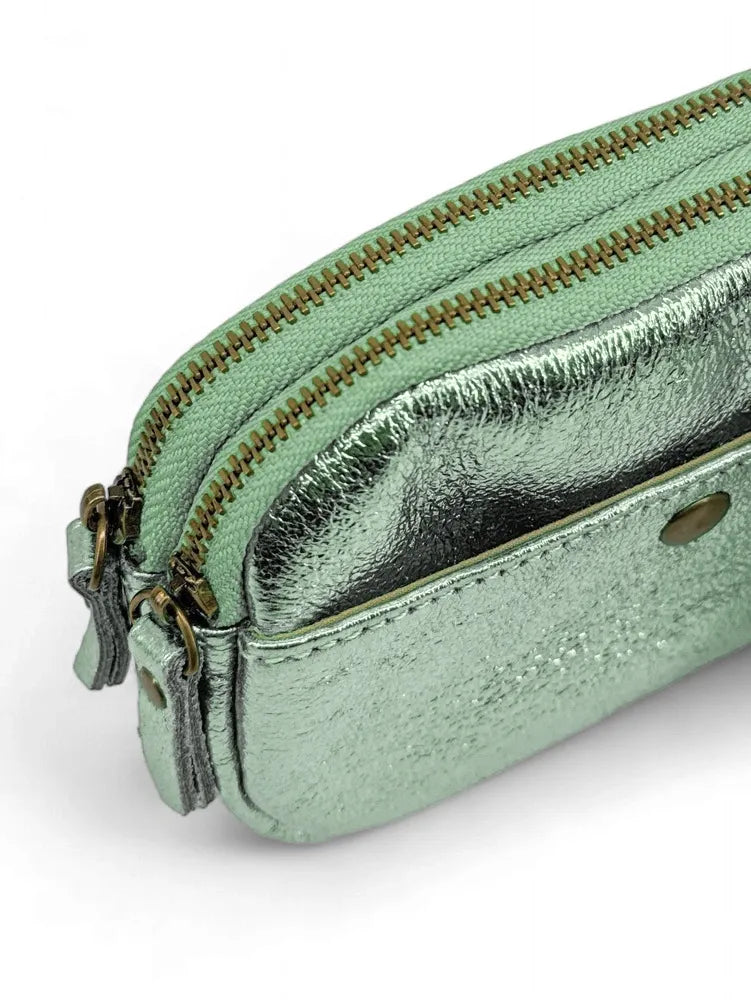 Pochette porte-monnaie en cuir irisé ZIPPY Menthe givrée