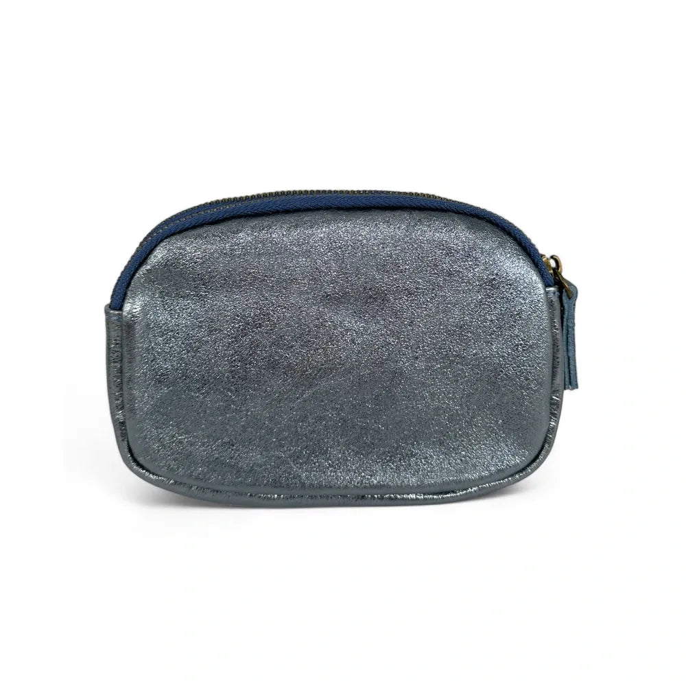 Pochette porte-monnaie en cuir irisé ZIPPY Bleu céleste