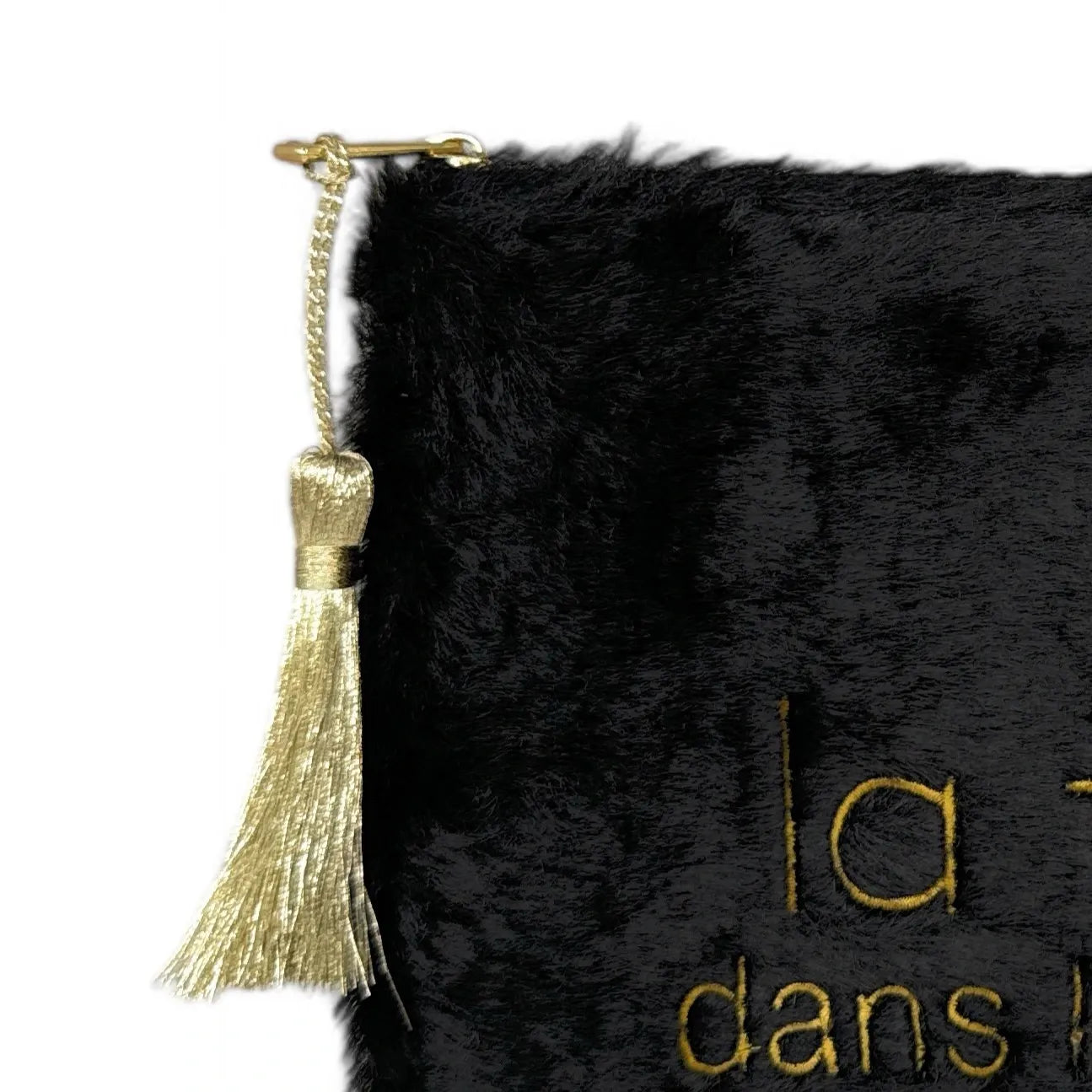 Trousse pochette en fausse fourrure FLUFFY STAR Noir