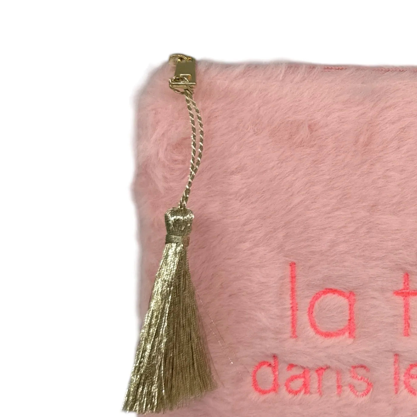 Trousse pochette en fausse fourrure FLUFFY STAR Rose pâle