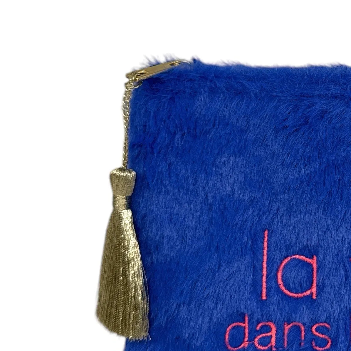 Trousse pochette en fausse fourrure FLUFFY STAR Bleu roi