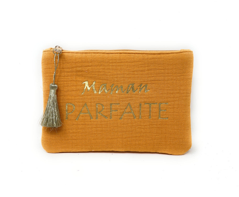 Trousse pochette en gaze de coton COCOON Maman Parfaite Orange
