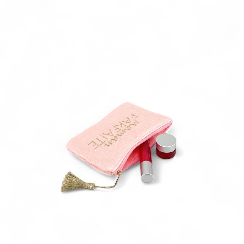 Trousse pochette en gaze de coton COCOON Maman Parfaite Rose saumon