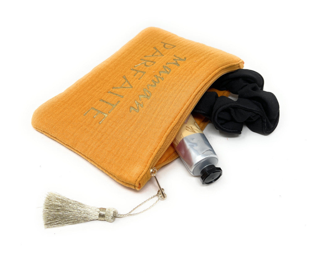 Trousse pochette en gaze de coton COCOON Maman Parfaite Orange