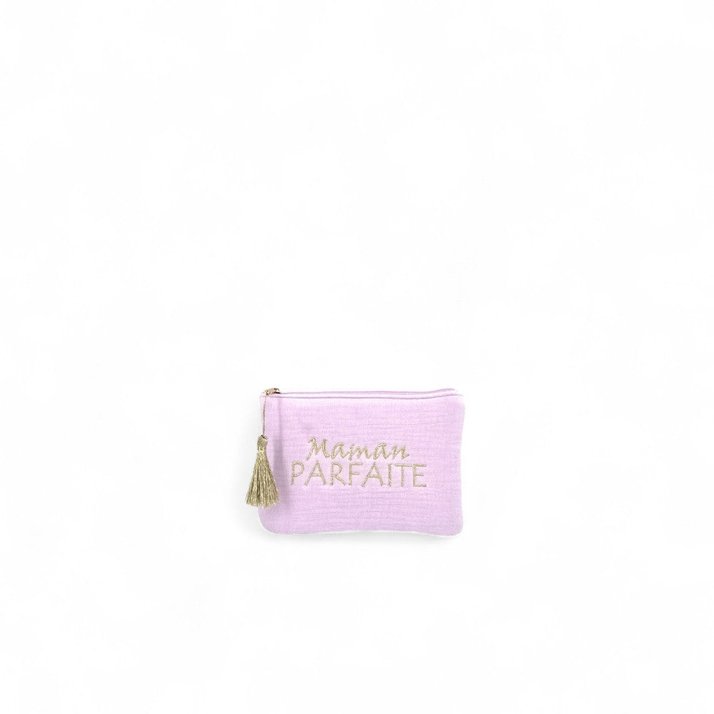 Trousse pochette en gaze de coton COCOON Maman Parfaite Mauve