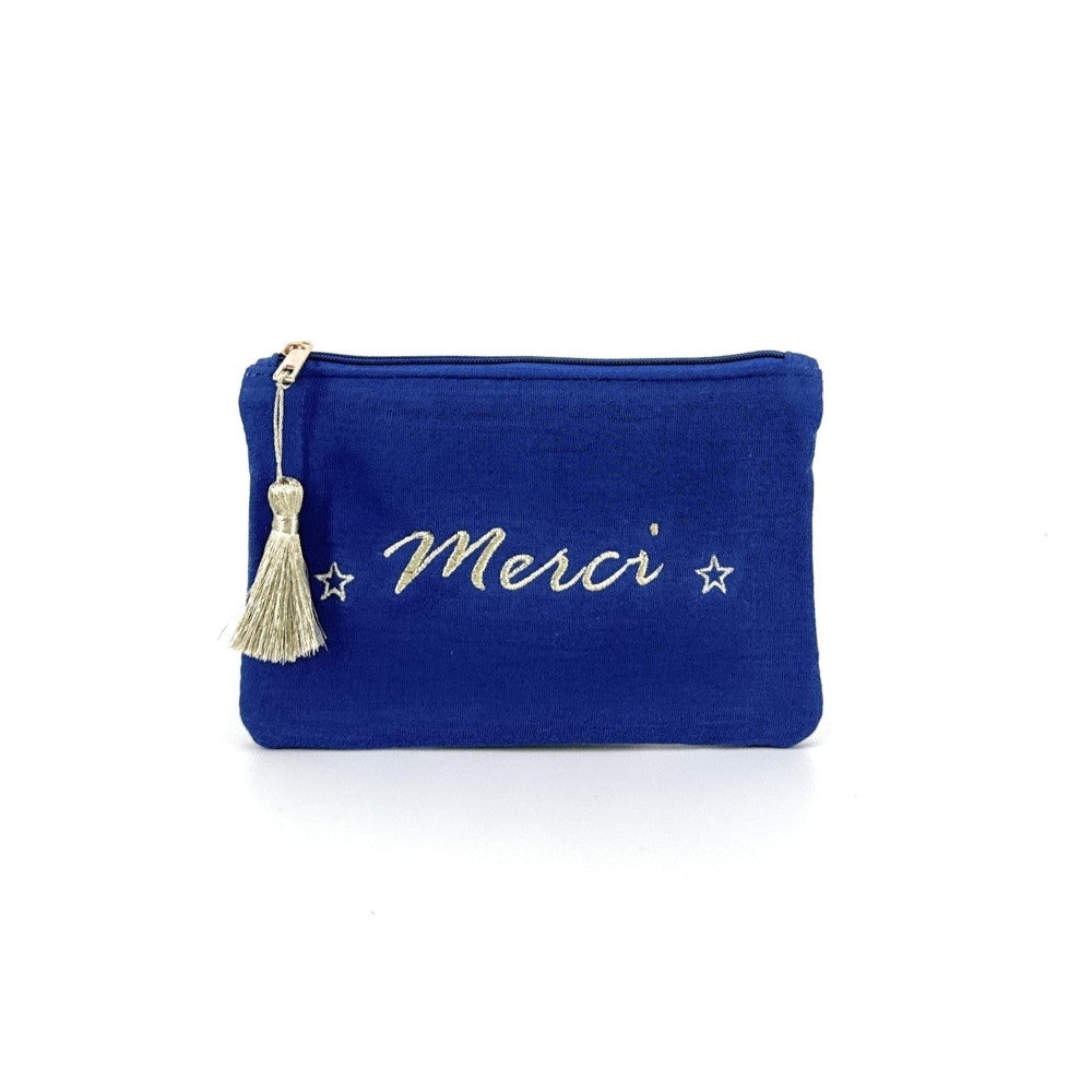 Trousse pochette en gaze de coton COCOON Merci Bleu