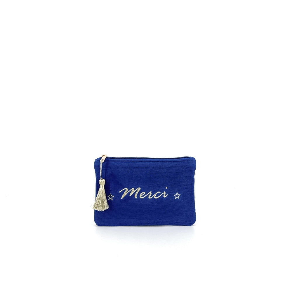 Trousse pochette en gaze de coton COCOON Merci Bleu