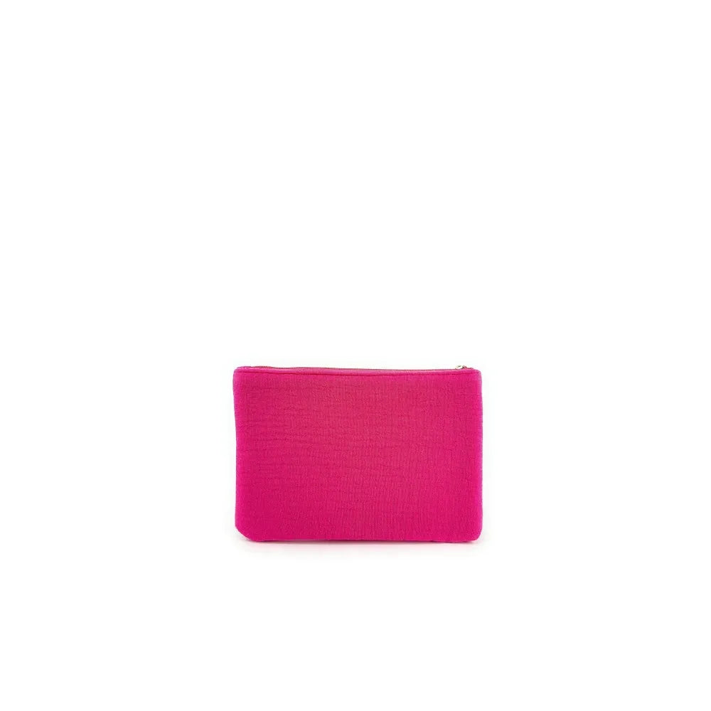 Trousse pochette en gaze de coton COCOON Merci Rose fuchsia