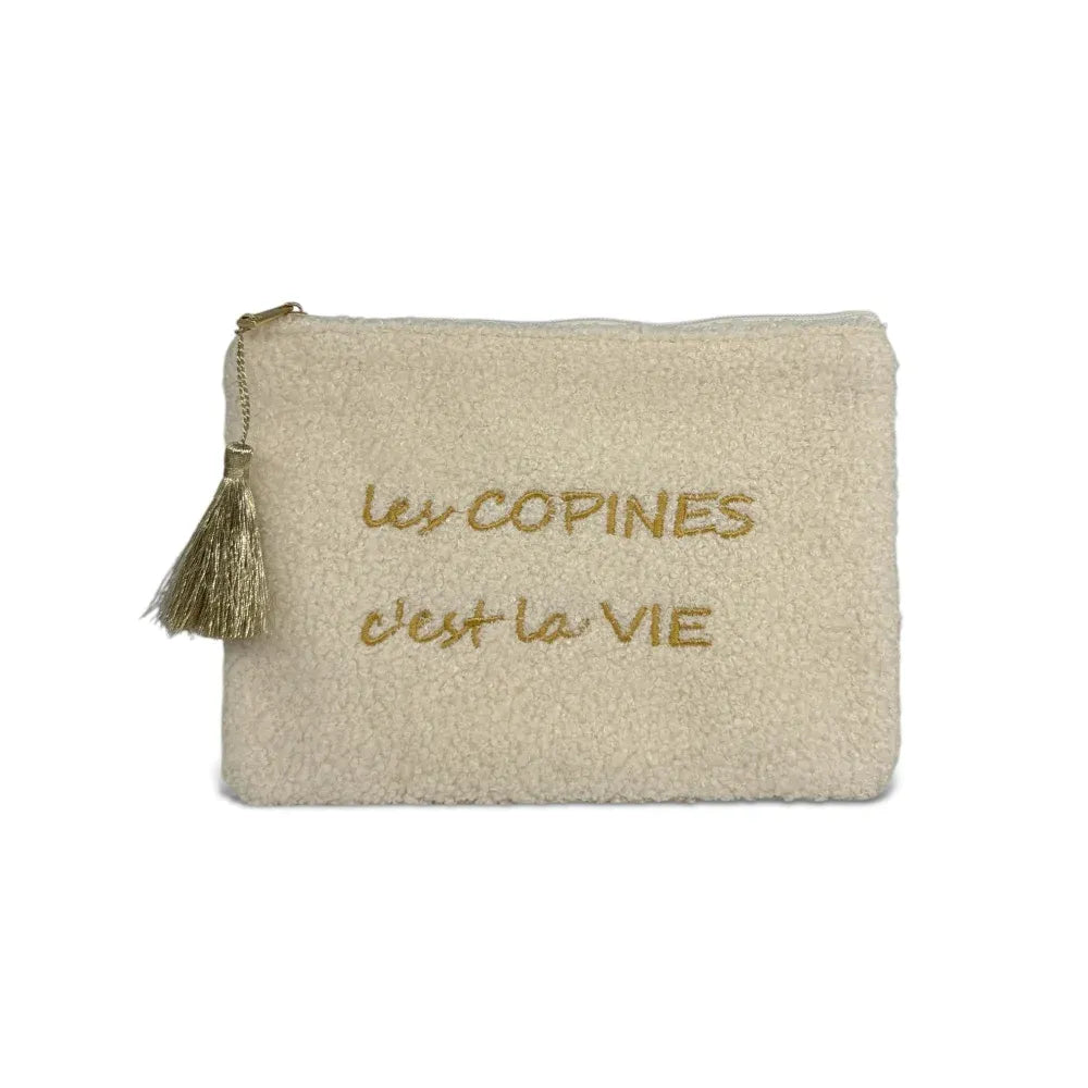 Trousse pochette en peluche PILOU COP'S Beige crème