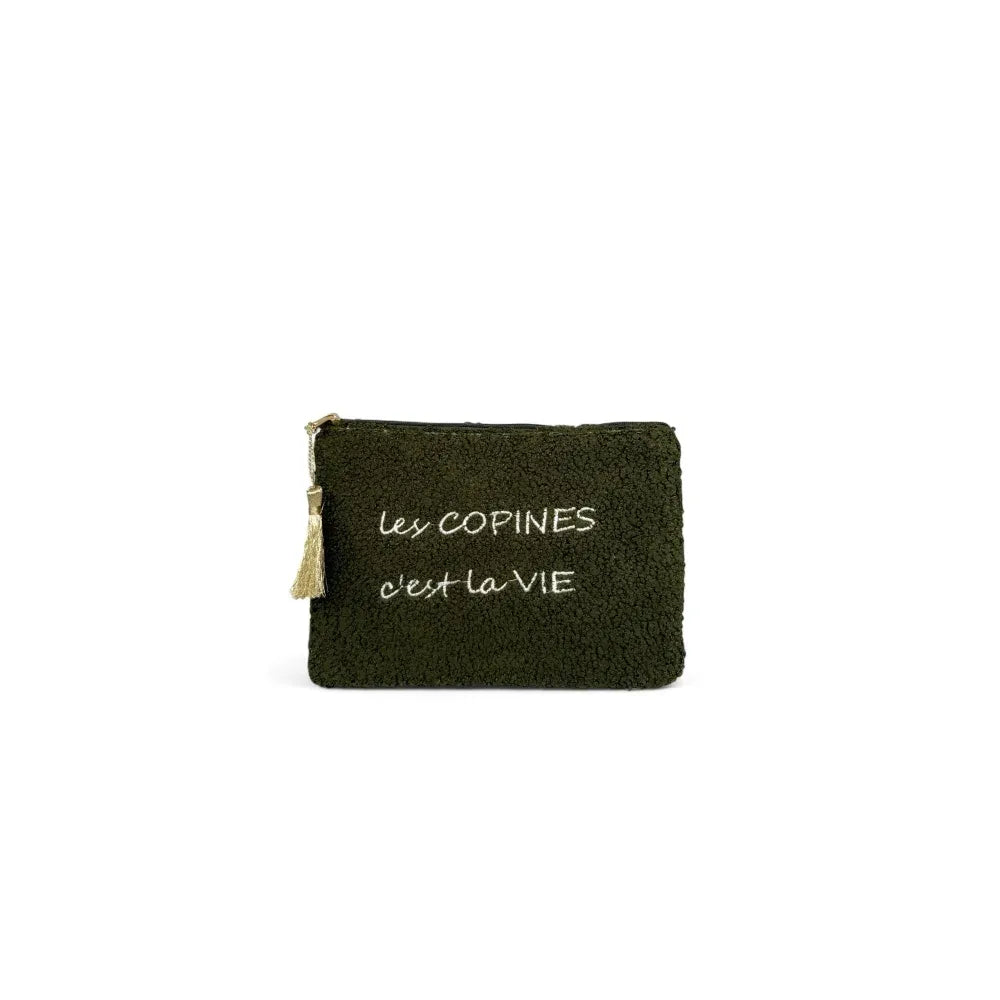 Trousse pochette en peluche PILOU COP'S Kaki