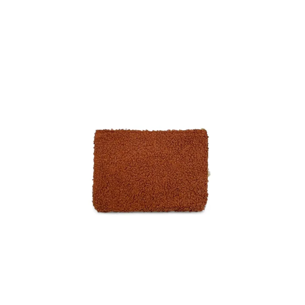Trousse pochette en peluche PILOU COP'S Châtaigne