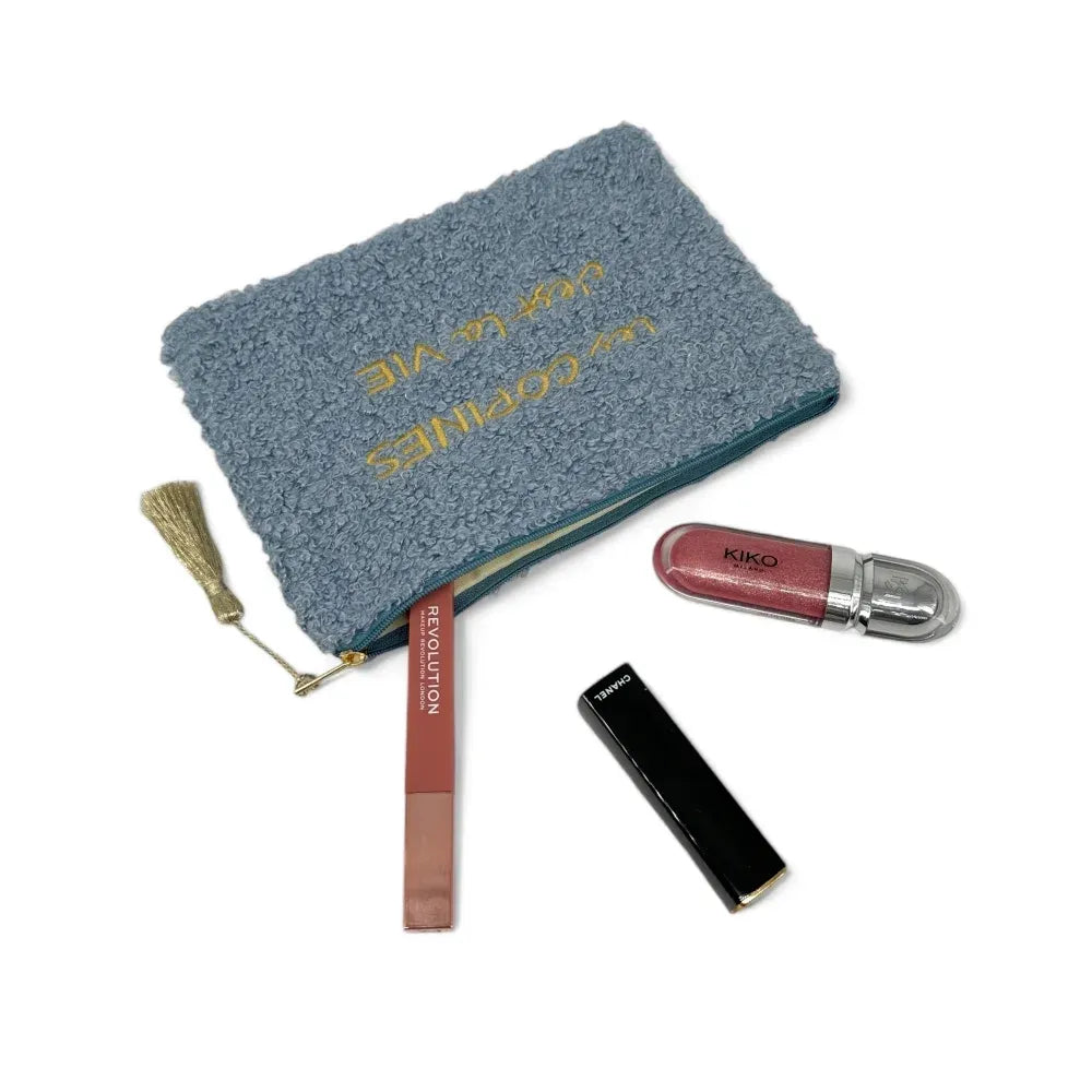 Trousse pochette en peluche PILOU COP'S Bleu glacier