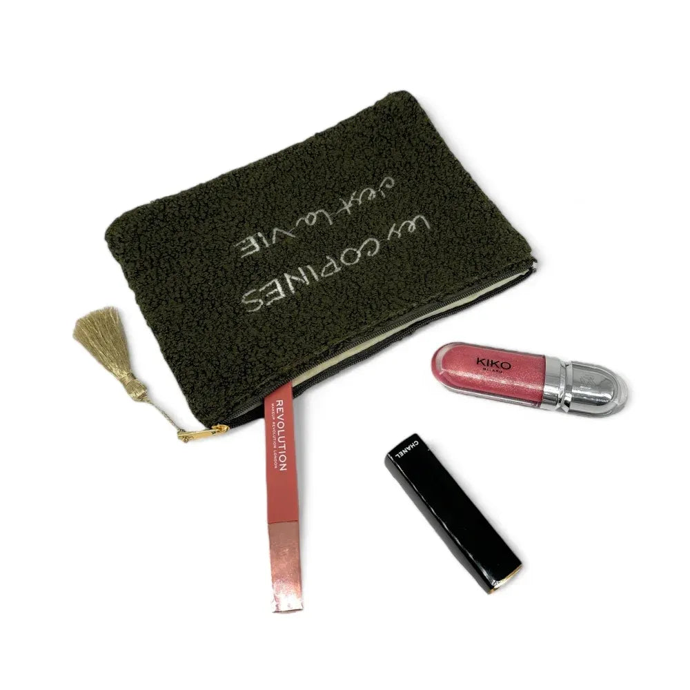 Trousse pochette en peluche PILOU COP'S Kaki