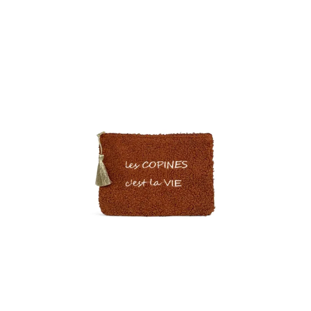 Trousse pochette en peluche PILOU COP'S Châtaigne